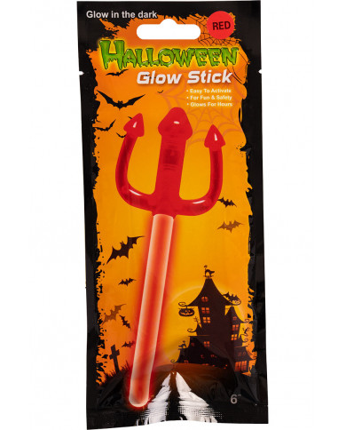 Red wand with fork in plastic which glows in the dark, cute