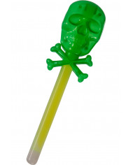Green wand with skeleton in plastic which glows in the dark