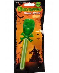 Green wand with skeleton in plastic which glows in the dark