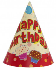 Confezione con 6 cappelli a forma di cono, in carta con la Confezione con 6 cappelli a forma di cono, in carta con la