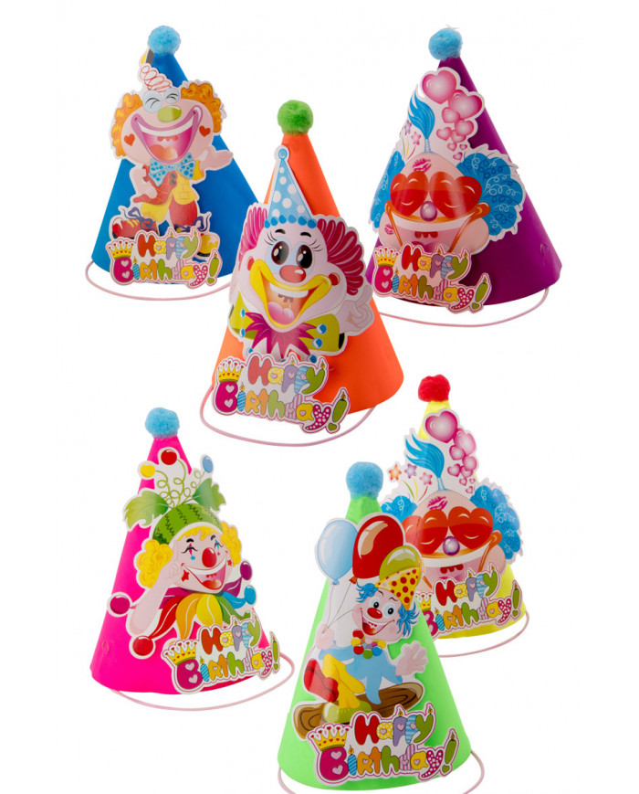 Mini fluo paper HAPPY BIRTHDAY hat, high cm.18, in assorted Mini fluo paper HAPPY BIRTHDAY hat, high cm.18, in assorted