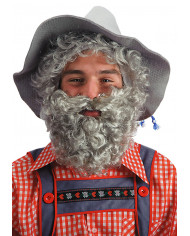 Barba riccia grigia, lunghezza cm.18, realizzata in fibre Barba riccia grigia, lunghezza cm.18, realizzata in fibre