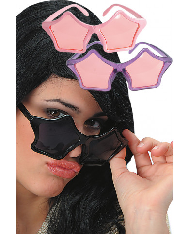 Gafas de estrella de colores surtidos sobre cartoncillo