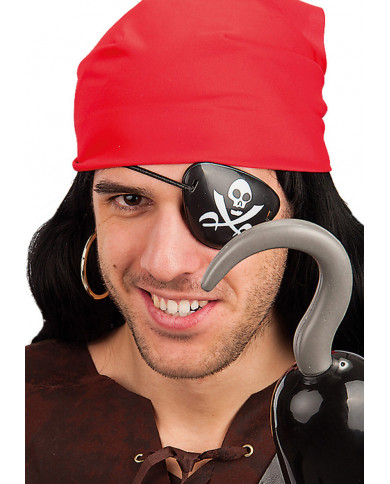 Benda da pirata in plastica nera con stampato il classico Benda da pirata in plastica nera con stampato il classico