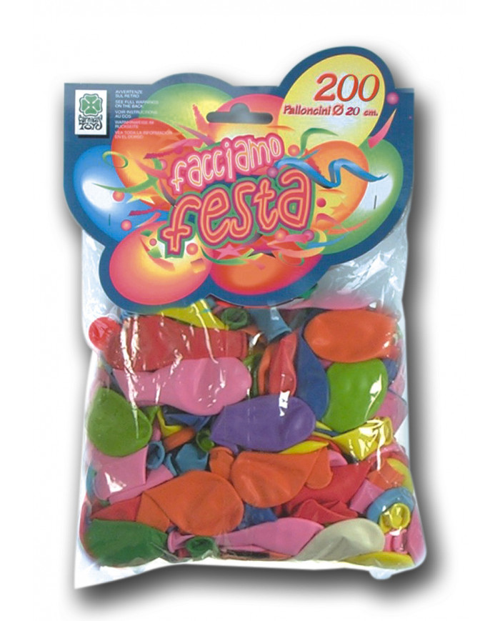Confezione da 200 palloncini diametro cm.20 in colori Confezione da 200 palloncini diametro cm.20 in colori