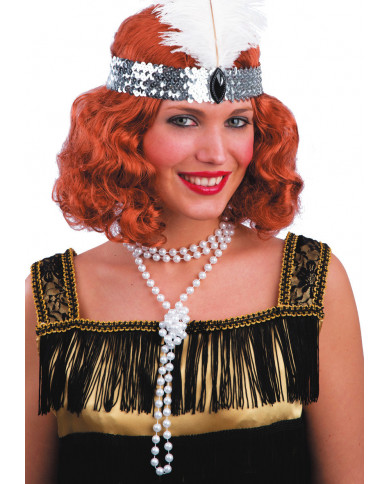 Collier de perles blanches en plastique avec carte d’en-tête Collier de perles blanches en plastique avec carte d’en-tête