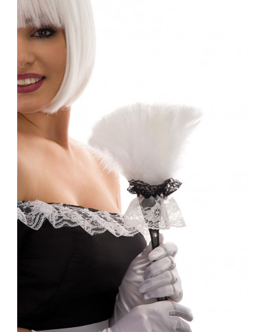 Spolverino per la polvere da cameriera bianco e nero, lungo Spolverino per la polvere da cameriera bianco e nero, lungo