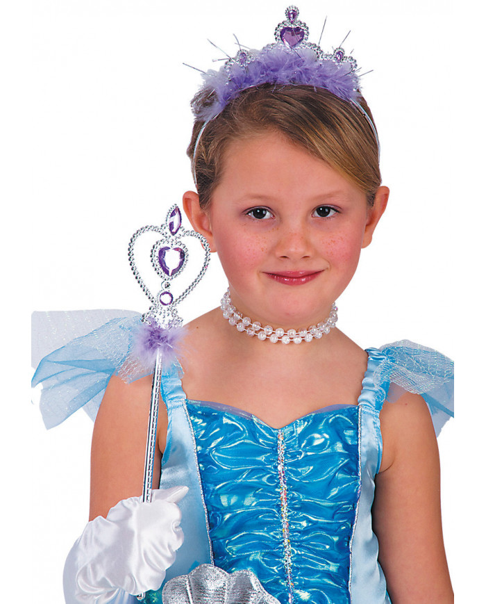 Silver Set Princess W/Purple Marabout (Crown And Wand) In Pbh Silver Set Princess W/Purple Marabout (Crown And Wand) In Pbh