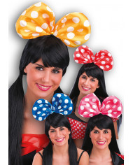 Haarreif mit getüpfelter Schleife verschiedene Farben mit Aufhänger