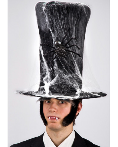 Black Velvet Top Hat With Spider Webs Cm. 40