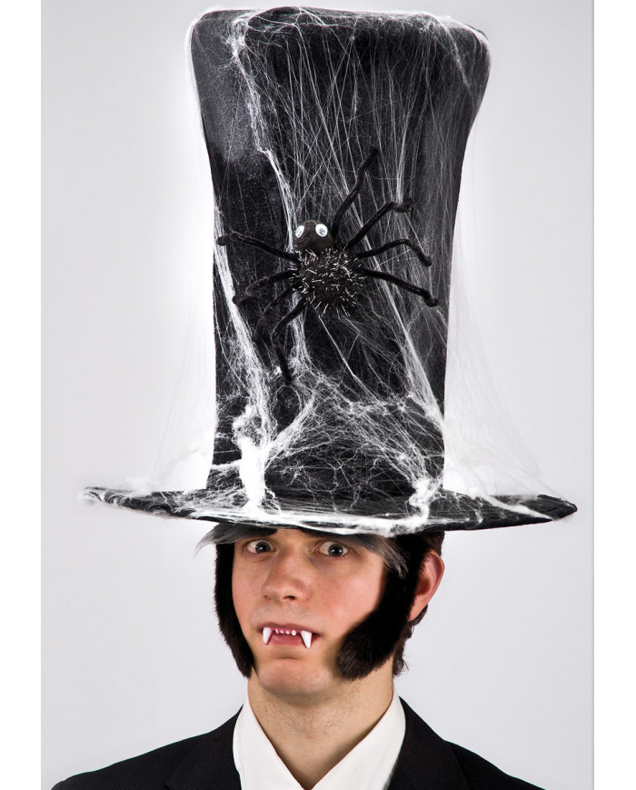 Black Velvet Top Hat With Spider Webs Cm. 40