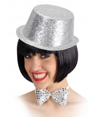 Silver Glitter Top Hat