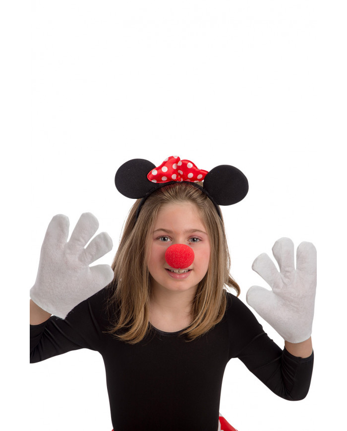 Set consisting of headband with ears and bow, white gloves and