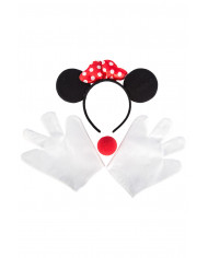 Set consisting of headband with ears and bow, white gloves and