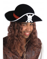 Cappello da pirata, adulto, realizzato in plastica effetto