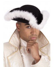 Black Tricorn Hat W/Boa