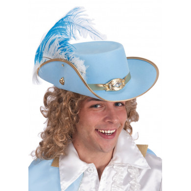 Sombrero Príncipe Azul de flocado doble con pluma con etiqueta