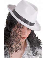 White Satin And Felt Al Capone Hat, Ass.Adult Sizes
