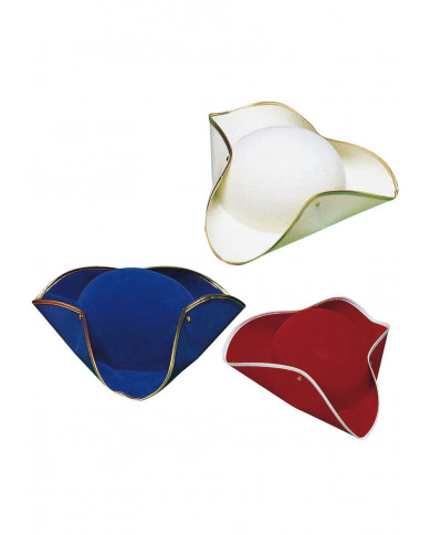 Cappello tricorno in materale scamosciato bordato oro
