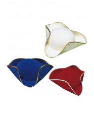 Cappello tricorno in materale scamosciato bordato oro