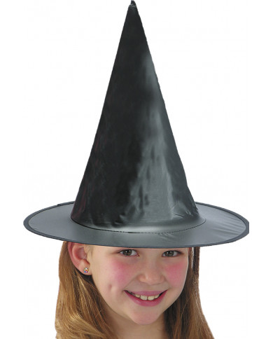 Sombrero bruja de tela plastificada (para niña) de unos 35 cm de alto Sombrero bruja de tela plastificada (para niña) de unos 35 cm de alto