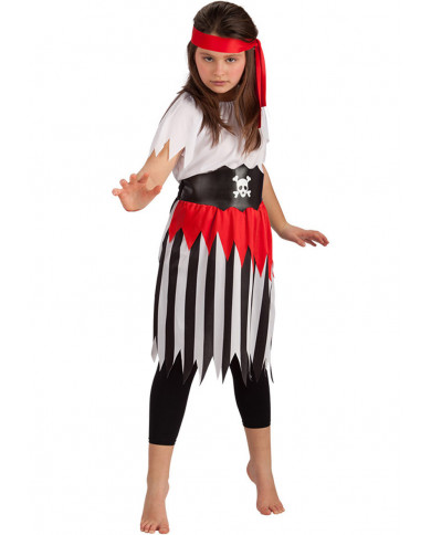 Corsair costume for kid with stretchy jacket and skirt, belt