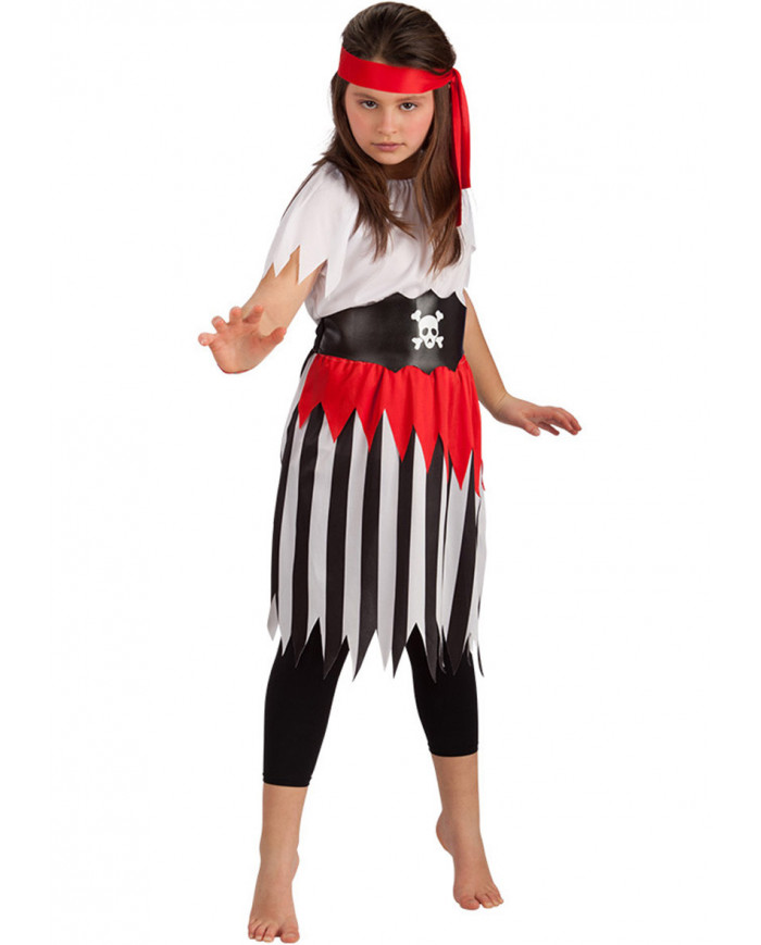 Corsair costume for kid with stretchy jacket and skirt, belt