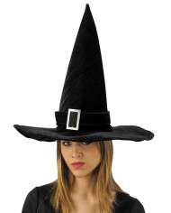 Sombrero bruja de terciopelo negro con hebilla de unos 45 cm de alto Sombrero bruja de terciopelo negro con hebilla de unos 45 cm de alto