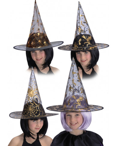 Witch Hat W/Gold Decoration, Assorted Color