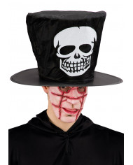 Sombrero negro de tela plastificada con calavera de unos 25 cm de Sombrero negro de tela plastificada con calavera de unos 25 cm de