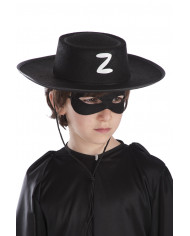 Sombrero caballero negro para niño de fieltro con etiqueta