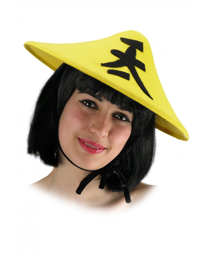 Cappello cinese in feltro con cartellino/etichetta