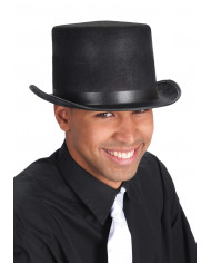 Sombrero de copa alta negro de fieltro de unos 14 cm de alto (talla