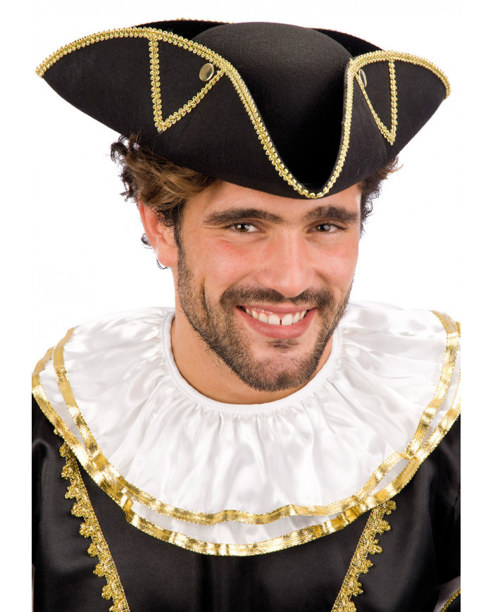 Black Venice Felt Hat With Golden Decorations