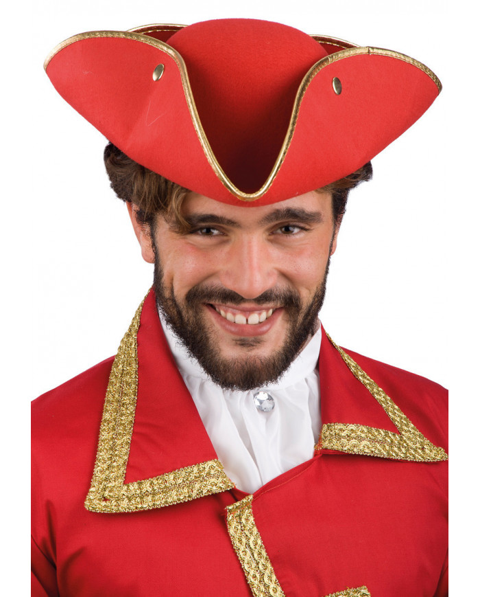 Red Venice Felt Hat With Gold Border