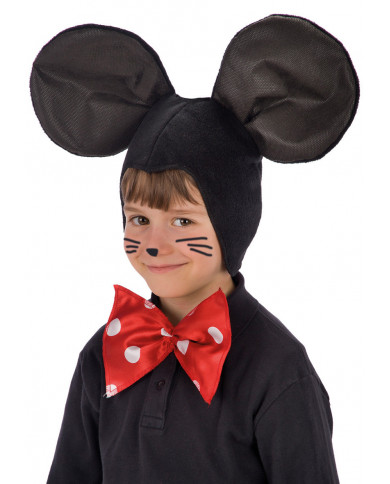 Capuche petit souris pour enfants en laine polaire avec nœud papillon