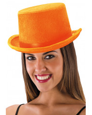 Fluo Orange Velvet Top Hat H.Cm.