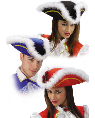 Tricorn Felt Hat W/Marabout, 3 Ass.Col.