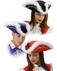 Dreispitz-Hut aus Filz mit Marabu verschiedene Farben