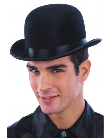 Sombrero hongo negro de terciopelo y fieltro (talla 59) con etiqueta Sombrero hongo negro de terciopelo y fieltro (talla 59) con etiqueta
