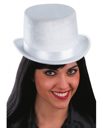 Sombrero de copa blanco de terciopelo y fieltro de unos 12 cm de alto Sombrero de copa blanco de terciopelo y fieltro de unos 12 cm de alto