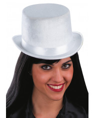 Sombrero de copa blanco de terciopelo y fieltro de unos 12 cm de alto Sombrero de copa blanco de terciopelo y fieltro de unos 12 cm de alto