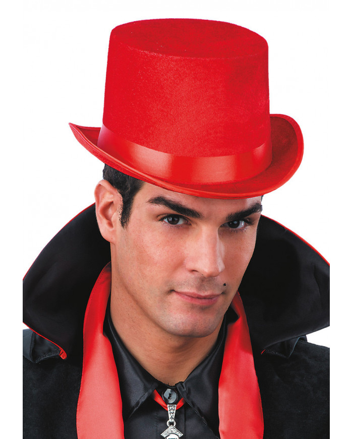 Sombrero de copa rojo de terciopelo y fieltro de unos 12 cm de alto Sombrero de copa rojo de terciopelo y fieltro de unos 12 cm de alto