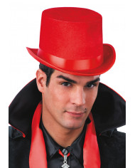 Sombrero de copa rojo de terciopelo y fieltro de unos 12 cm de alto Sombrero de copa rojo de terciopelo y fieltro de unos 12 cm de alto