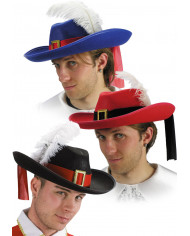 Felt Musketeer Hat, 3 Ass.Col.