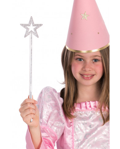 Bacchetta magica di colore argento per bambino o adulto, con in