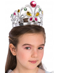 Beautiful plastic silver crown with colorful stones to feel