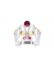 Beautiful plastic silver crown with colorful stones to feel