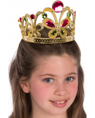 Beautiful plastic gold crown with colorful stones to feel like