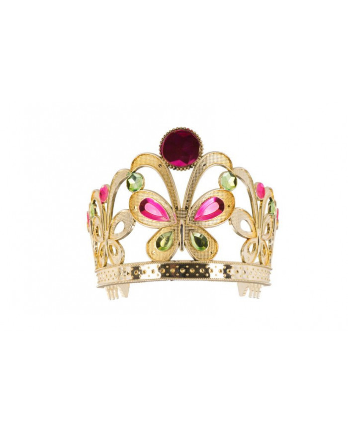 Beautiful plastic gold crown with colorful stones to feel like